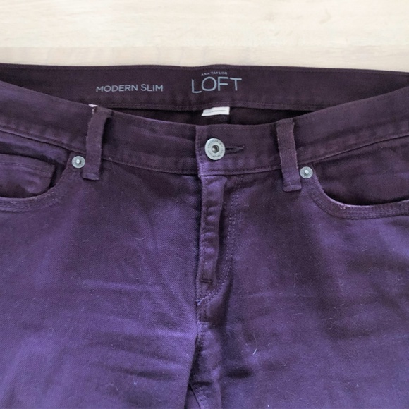 Ann Taylor Loft Eggplant/Grape Modern Slim Jeans - Picture 2 of 8